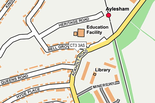 CT3 3AS map - OS OpenMap – Local (Ordnance Survey)