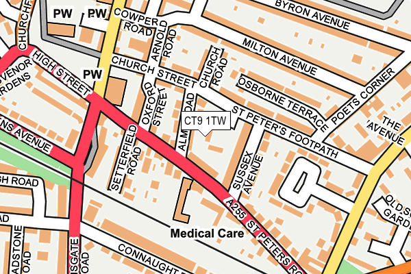 CT9 1TW map - OS OpenMap – Local (Ordnance Survey) CT9 1TW map - OS OpenMap – Local (Ordnance Survey)