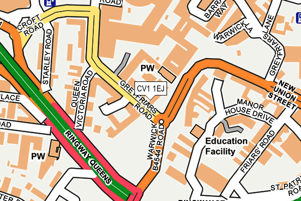 CV1 1EJ map - OS OpenMap – Local (Ordnance Survey) CV1 1EJ map - OS OpenMap – Local (Ordnance Survey)