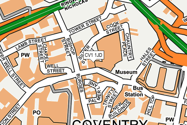 CV1 1JD map - OS OpenMap – Local (Ordnance Survey)