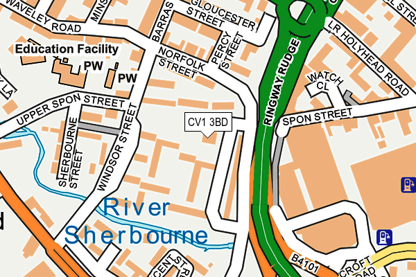 CV1 3BD map - OS OpenMap – Local (Ordnance Survey) CV1 3BD map - OS OpenMap – Local (Ordnance Survey)