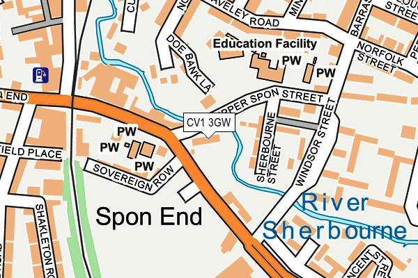 CV1 3GW map - OS OpenMap – Local (Ordnance Survey) CV1 3GW map - OS OpenMap – Local (Ordnance Survey)