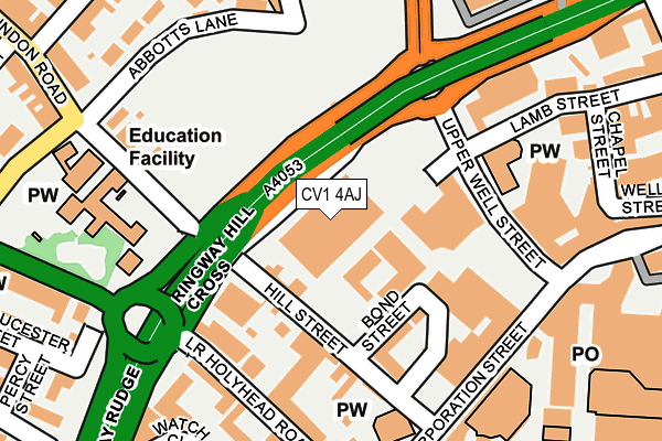 CV1 4AJ map - OS OpenMap – Local (Ordnance Survey) CV1 4AJ map - OS OpenMap – Local (Ordnance Survey)