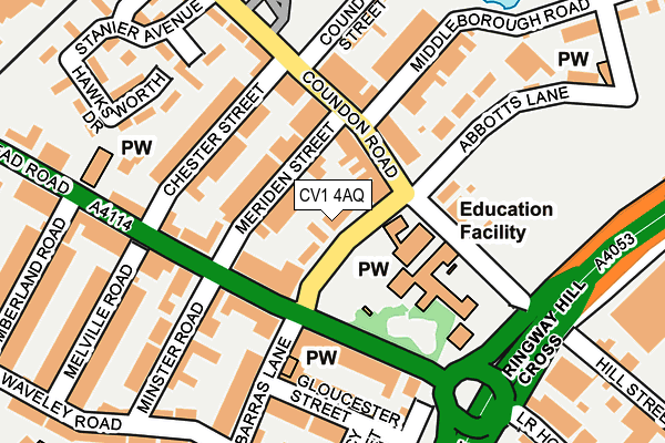 CV1 4AQ map - OS OpenMap – Local (Ordnance Survey) CV1 4AQ map - OS OpenMap – Local (Ordnance Survey)