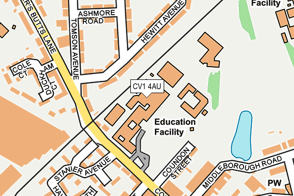 CV1 4AU map - OS OpenMap – Local (Ordnance Survey) CV1 4AU map - OS OpenMap – Local (Ordnance Survey)