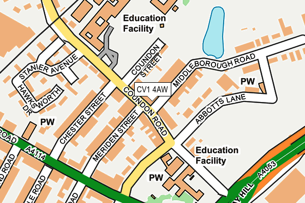 CV1 4AW map - OS OpenMap – Local (Ordnance Survey) CV1 4AW map - OS OpenMap – Local (Ordnance Survey)