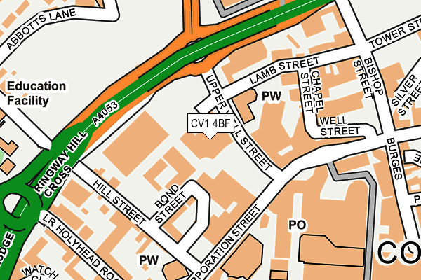 CV1 4BF map - OS OpenMap – Local (Ordnance Survey) CV1 4BF map - OS OpenMap – Local (Ordnance Survey)