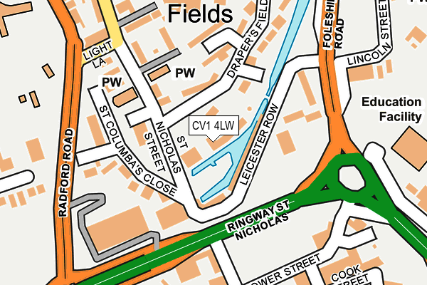 CV1 4LW map - OS OpenMap – Local (Ordnance Survey) CV1 4LW map - OS OpenMap – Local (Ordnance Survey)
