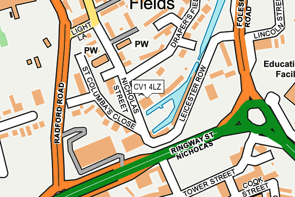 CV1 4LZ map - OS OpenMap – Local (Ordnance Survey) CV1 4LZ map - OS OpenMap – Local (Ordnance Survey)