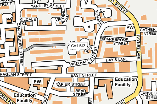CV1 5JZ map - OS OpenMap – Local (Ordnance Survey) CV1 5JZ map - OS OpenMap – Local (Ordnance Survey)