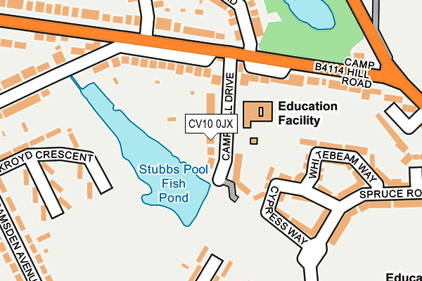 CV10 0JX map - OS OpenMap – Local (Ordnance Survey)