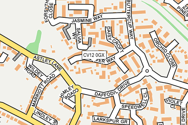 CV12 0GX map - OS OpenMap – Local (Ordnance Survey) CV12 0GX map - OS OpenMap – Local (Ordnance Survey)