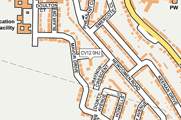 CV12 0HJ map - OS OpenMap – Local (Ordnance Survey) CV12 0HJ map - OS OpenMap – Local (Ordnance Survey)