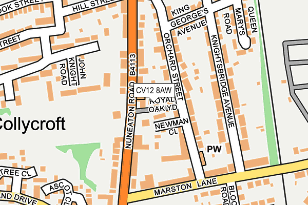 CV12 8AW map - OS OpenMap – Local (Ordnance Survey)