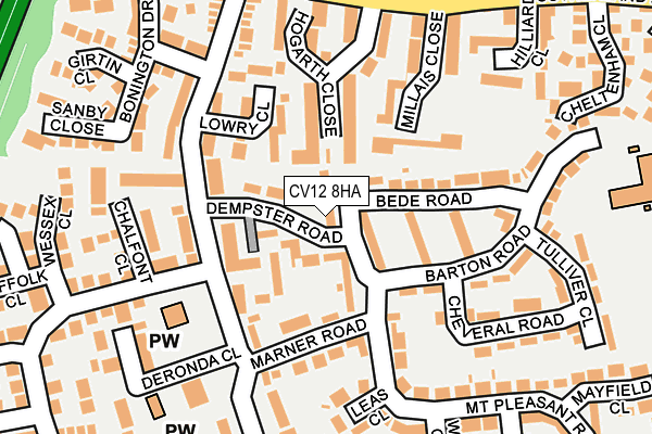 CV12 8HA map - OS OpenMap – Local (Ordnance Survey) CV12 8HA map - OS OpenMap – Local (Ordnance Survey)