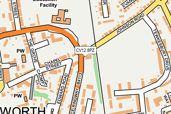 CV12 8PZ map - OS OpenMap – Local (Ordnance Survey) CV12 8PZ map - OS OpenMap – Local (Ordnance Survey)