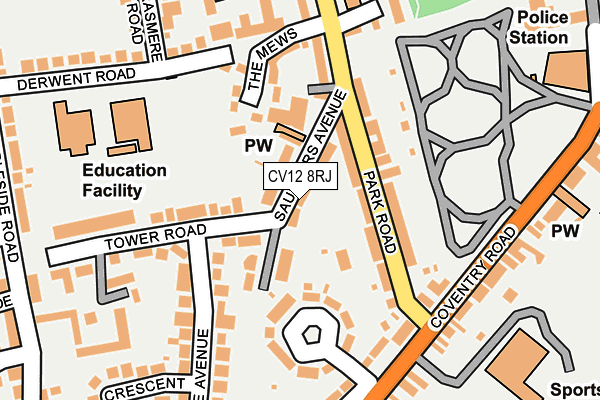 CV12 8RJ map - OS OpenMap – Local (Ordnance Survey) CV12 8RJ map - OS OpenMap – Local (Ordnance Survey)