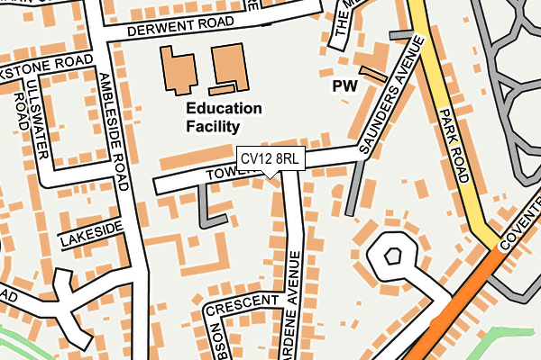 CV12 8RL map - OS OpenMap – Local (Ordnance Survey) CV12 8RL map - OS OpenMap – Local (Ordnance Survey)