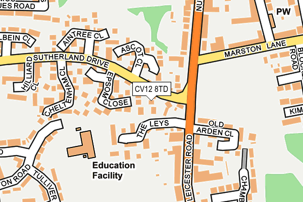 CV12 8TD map - OS OpenMap – Local (Ordnance Survey) CV12 8TD map - OS OpenMap – Local (Ordnance Survey)