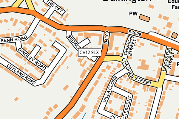 CV12 9LX map - OS OpenMap – Local (Ordnance Survey) CV12 9LX map - OS OpenMap – Local (Ordnance Survey)