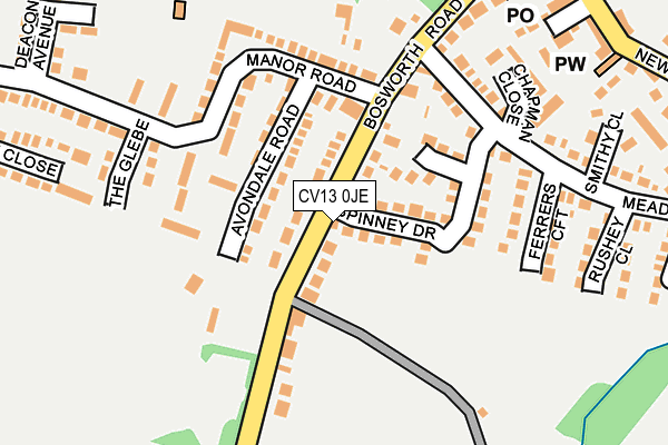 CV13 0JE map - OS OpenMap – Local (Ordnance Survey) CV13 0JE map - OS OpenMap – Local (Ordnance Survey)