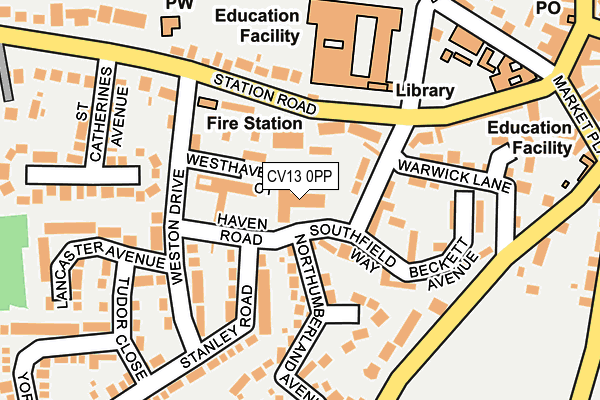 CV13 0PP map - OS OpenMap – Local (Ordnance Survey) CV13 0PP map - OS OpenMap – Local (Ordnance Survey)