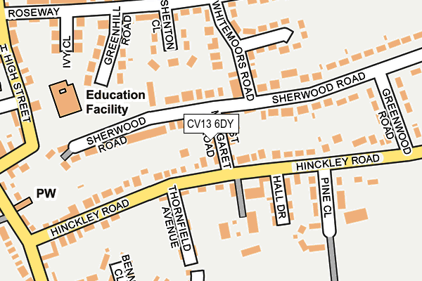 CV13 6DY map - OS OpenMap – Local (Ordnance Survey)