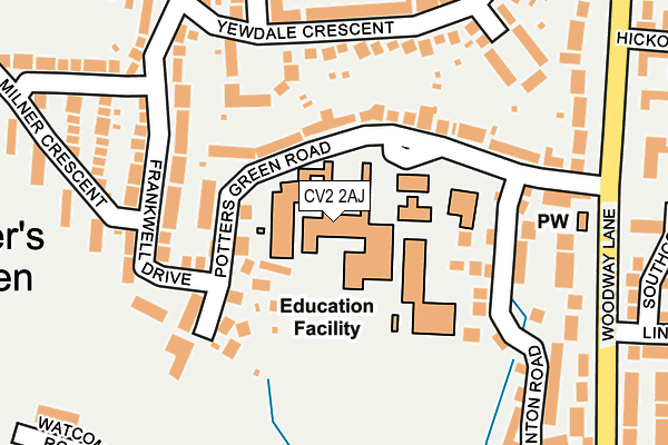 CV2 2AJ map - OS OpenMap – Local (Ordnance Survey) CV2 2AJ map - OS OpenMap – Local (Ordnance Survey)