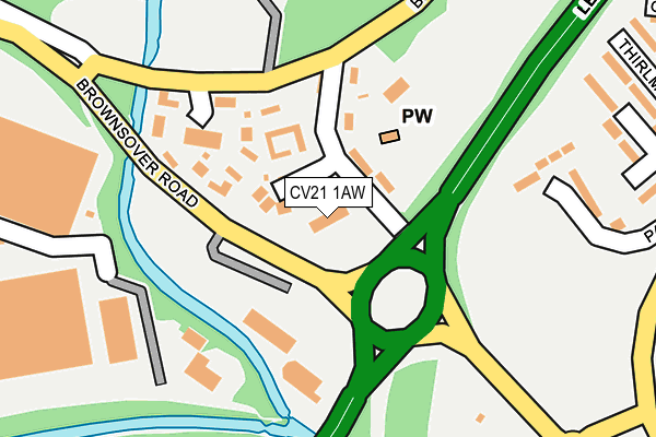CV21 1AW map - OS OpenMap – Local (Ordnance Survey) CV21 1AW map - OS OpenMap – Local (Ordnance Survey)