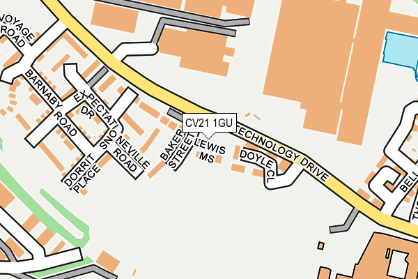 CV21 1GU map - OS OpenMap – Local (Ordnance Survey) CV21 1GU map - OS OpenMap – Local (Ordnance Survey)