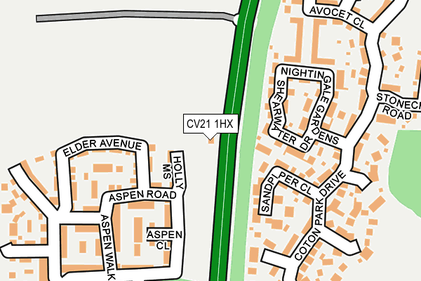 CV21 1HX map - OS OpenMap – Local (Ordnance Survey) CV21 1HX map - OS OpenMap – Local (Ordnance Survey)