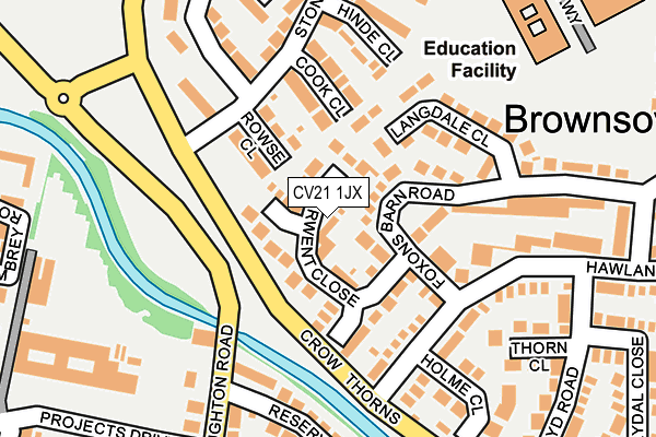 CV21 1JX map - OS OpenMap – Local (Ordnance Survey)