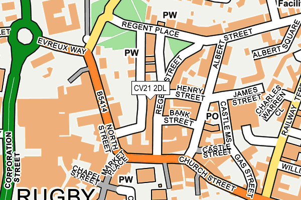 CV21 2DL map - OS OpenMap – Local (Ordnance Survey) CV21 2DL map - OS OpenMap – Local (Ordnance Survey)