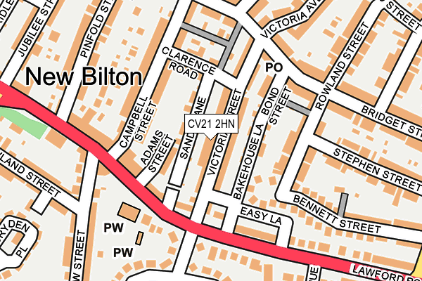 CV21 2HN map - OS OpenMap – Local (Ordnance Survey) CV21 2HN map - OS OpenMap – Local (Ordnance Survey)