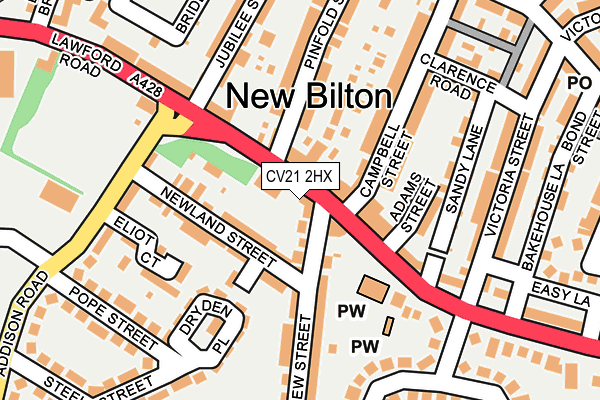 CV21 2HX map - OS OpenMap – Local (Ordnance Survey) CV21 2HX map - OS OpenMap – Local (Ordnance Survey)