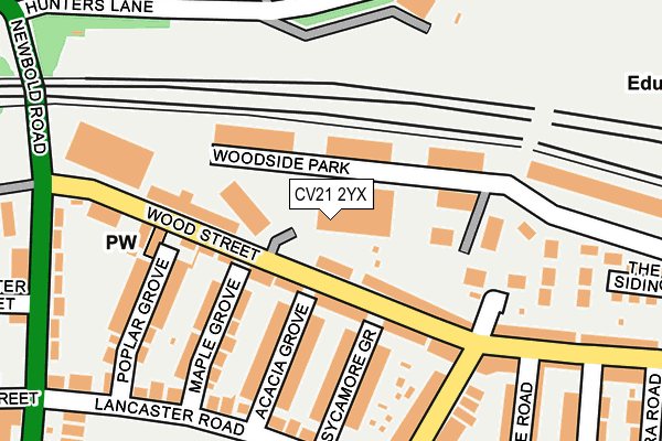 CV21 2YX map - OS OpenMap – Local (Ordnance Survey) CV21 2YX map - OS OpenMap – Local (Ordnance Survey)