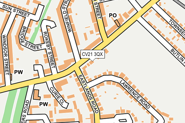 CV21 3QX map - OS OpenMap – Local (Ordnance Survey) CV21 3QX map - OS OpenMap – Local (Ordnance Survey)
