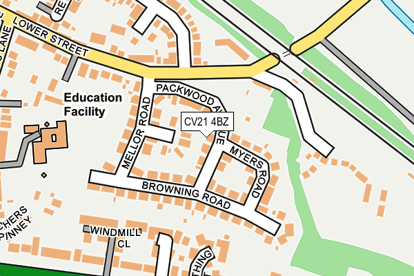 CV21 4BZ map - OS OpenMap – Local (Ordnance Survey) CV21 4BZ map - OS OpenMap – Local (Ordnance Survey)