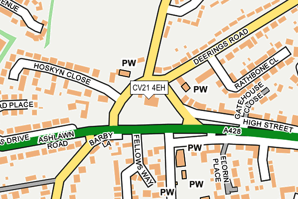 CV21 4EH map - OS OpenMap – Local (Ordnance Survey) CV21 4EH map - OS OpenMap – Local (Ordnance Survey)