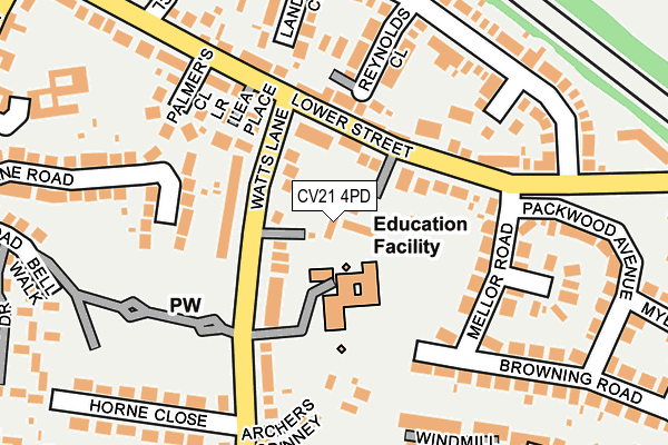 CV21 4PD map - OS OpenMap – Local (Ordnance Survey) CV21 4PD map - OS OpenMap – Local (Ordnance Survey)