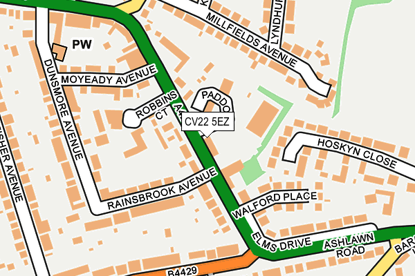 CV22 5EZ map - OS OpenMap – Local (Ordnance Survey) CV22 5EZ map - OS OpenMap – Local (Ordnance Survey)