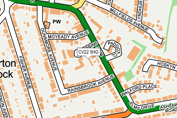 CV22 5HG map - OS OpenMap – Local (Ordnance Survey) CV22 5HG map - OS OpenMap – Local (Ordnance Survey)