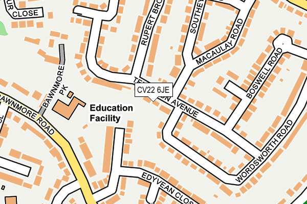 CV22 6JE map - OS OpenMap – Local (Ordnance Survey) CV22 6JE map - OS OpenMap – Local (Ordnance Survey)