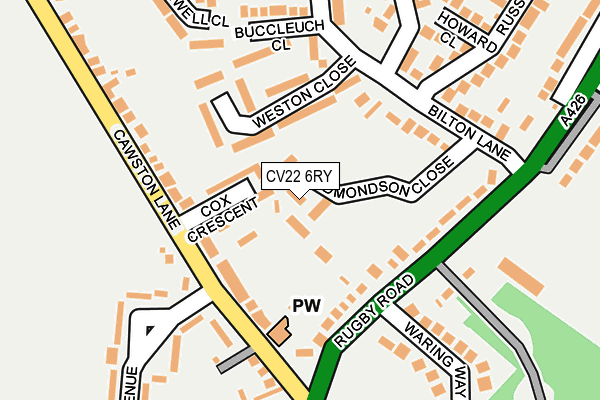 CV22 6RY map - OS OpenMap – Local (Ordnance Survey) CV22 6RY map - OS OpenMap – Local (Ordnance Survey)