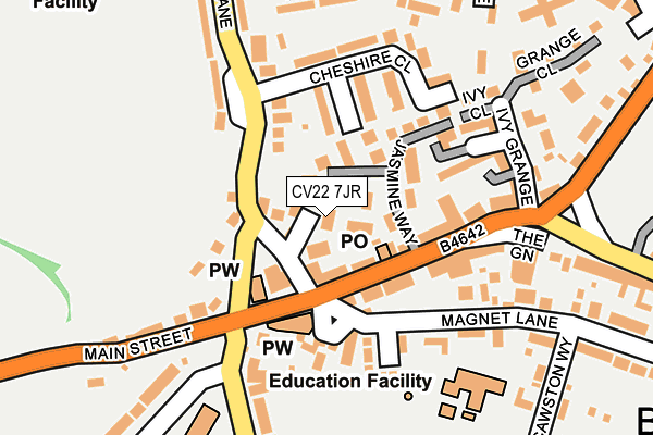 CV22 7JR map - OS OpenMap – Local (Ordnance Survey) CV22 7JR map - OS OpenMap – Local (Ordnance Survey)
