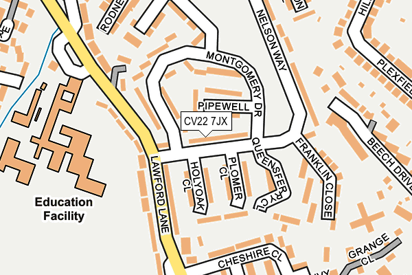 CV22 7JX map - OS OpenMap – Local (Ordnance Survey) CV22 7JX map - OS OpenMap – Local (Ordnance Survey)