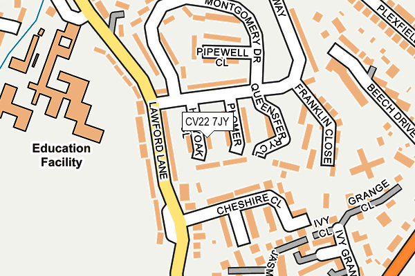 CV22 7JY map - OS OpenMap – Local (Ordnance Survey) CV22 7JY map - OS OpenMap – Local (Ordnance Survey)