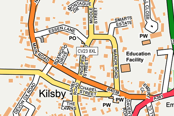CV23 8XL map - OS OpenMap – Local (Ordnance Survey) CV23 8XL map - OS OpenMap – Local (Ordnance Survey)