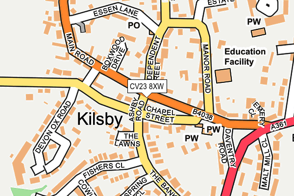 CV23 8XW map - OS OpenMap – Local (Ordnance Survey) CV23 8XW map - OS OpenMap – Local (Ordnance Survey)