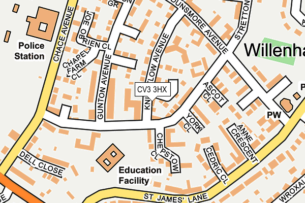 CV3 3HX map - OS OpenMap – Local (Ordnance Survey) CV3 3HX map - OS OpenMap – Local (Ordnance Survey)
